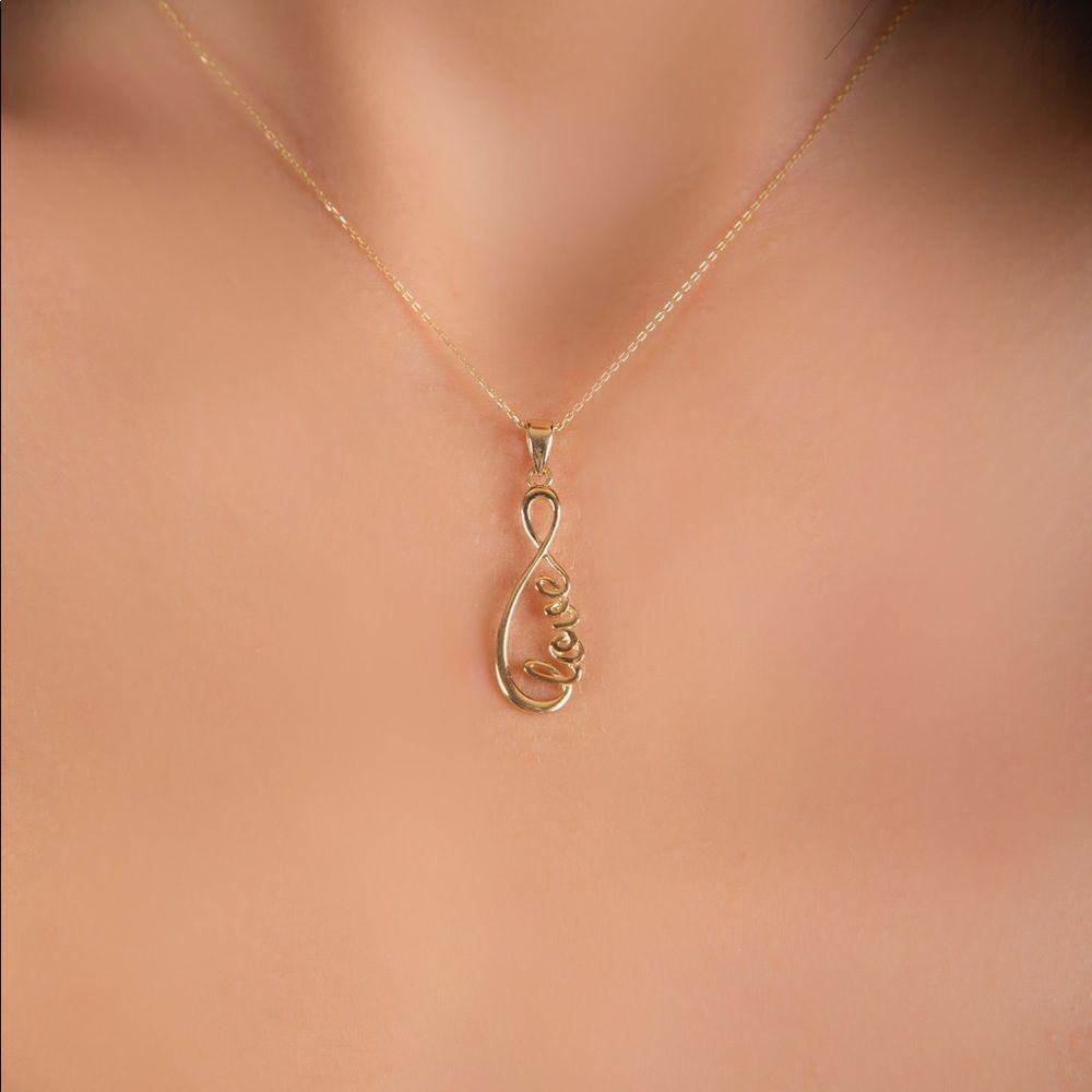 Infinity love 14k solid gold pendant perfect gift real gold infinity love charm